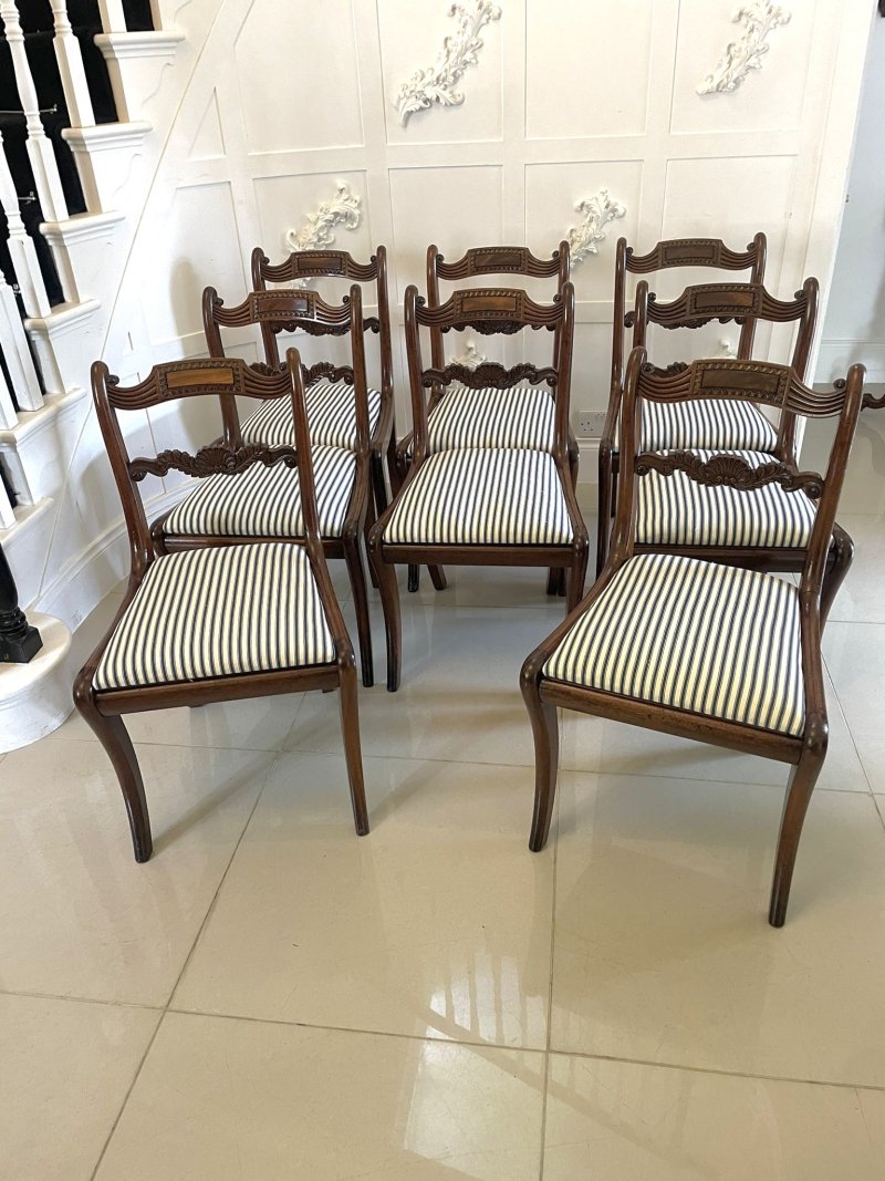 Set of 8 Antique Regency Quality Mahogany Dining Chairs - Image 3